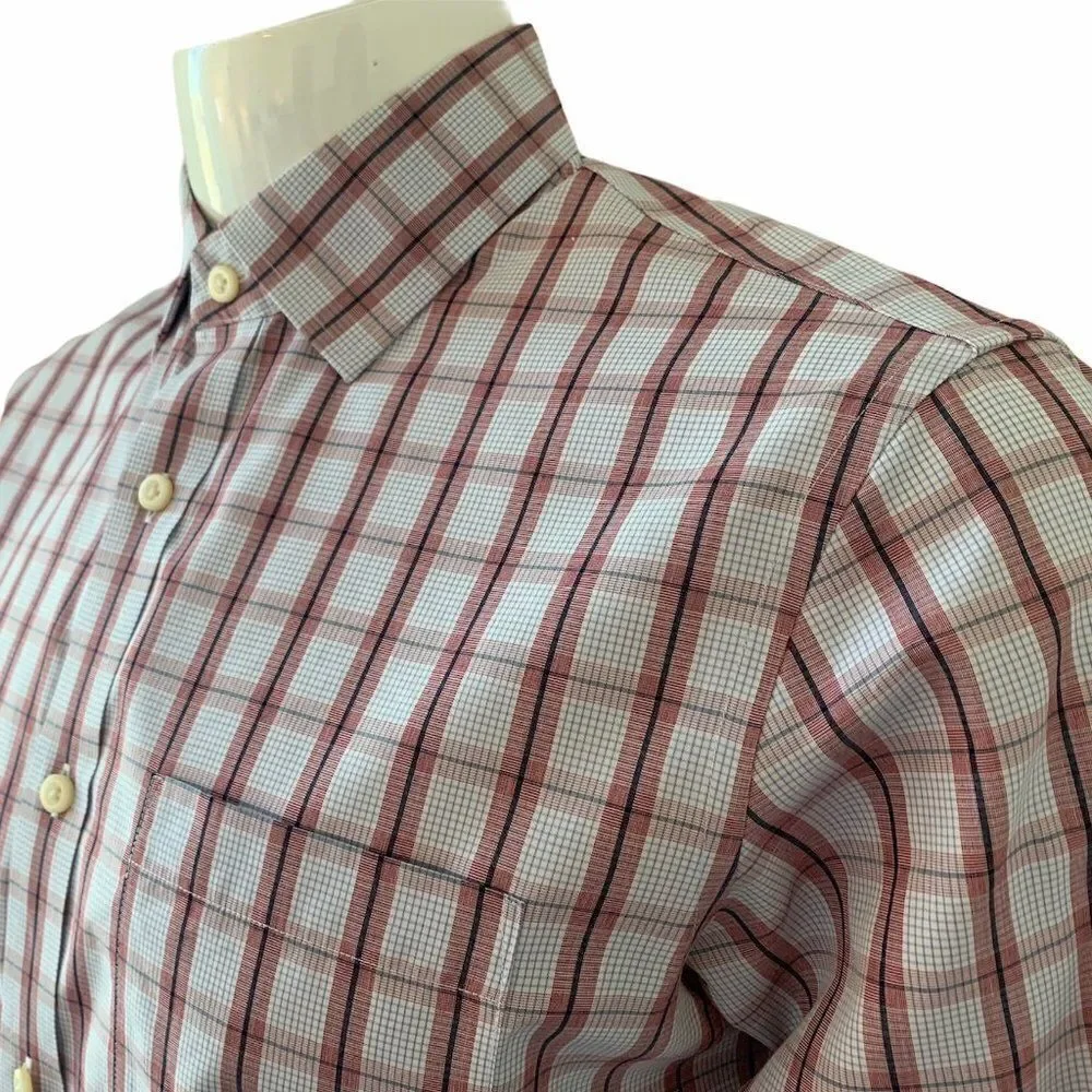 Banana Republic Button Up Dress Shirt‎ Men's Small Windowpane Plaid Formal Top